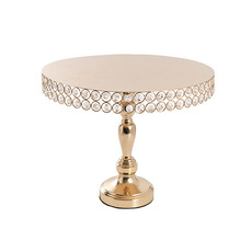 Cake Stands - Crystal Metal Base Cake Stand Gold (40cmDx35cmH)