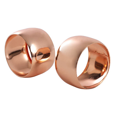 Napkin Rings - Metal Napkin Ring Pack 2 Solid Rose Gold (4cmDx2.8cmH)