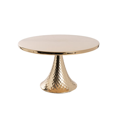 Cake Stands - Classic Textured Metal Cake Stand Gold (34.5cmDx21cmH)