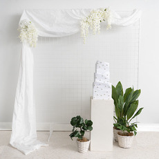 Wedding Backdrop Frames - Backdrop Square Standing Frame w Mesh White (1.8x2mH)