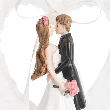 Cake Topper Bride & Groom Heart White (12Wx15cmH)