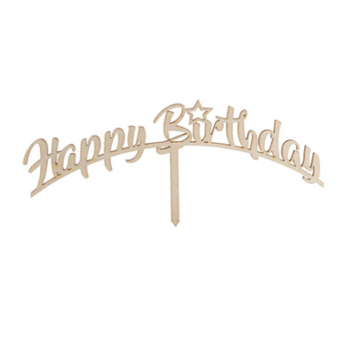 Cake Toppers - Cake Topper Happy Birthday Natural Beige (15.5cmWx8cmH)