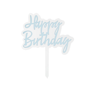 Cake Toppers - Cake Topper Happy Birthday Acrylic Baby Blue (10cmWx14cmH)