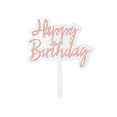 Cake Toppers - Cake Topper Happy Birthday Acrylic Baby Pink (10cmWx14cmH)