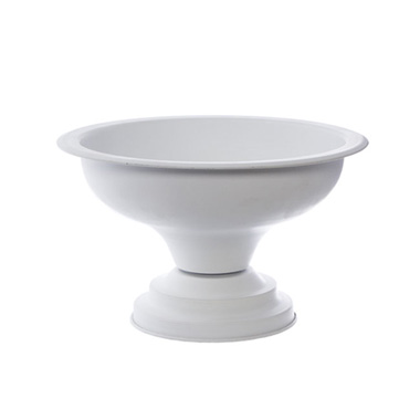  - Metal Bowl Footed White (38.5x22cmH)