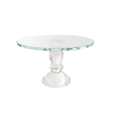 Cake Stand - Round Glass Crystal Cake Stand Clear (25cmDx15cmH)