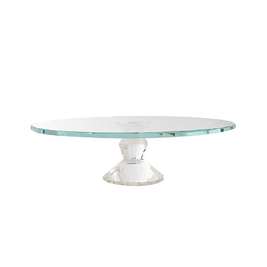 Cake Stand - Round Glass Crystal Cake Stand Clear (35cmDx10cmH)
