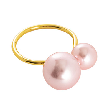 Pink Pearl Napkin Ring Pack 4 Gold (4.5cmD)