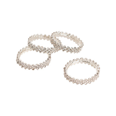 Napkin Rings - Diamante Napkin Ring Pack 4 Silver (4.5cmD)