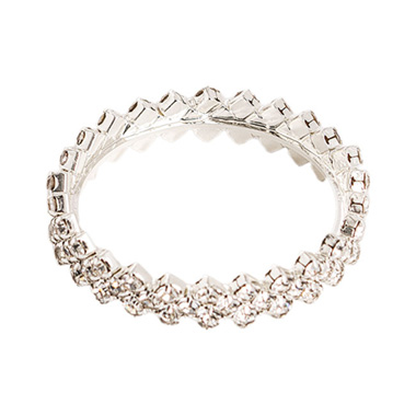 Diamante Napkin Ring Pack 4 Silver (4.5cmD)