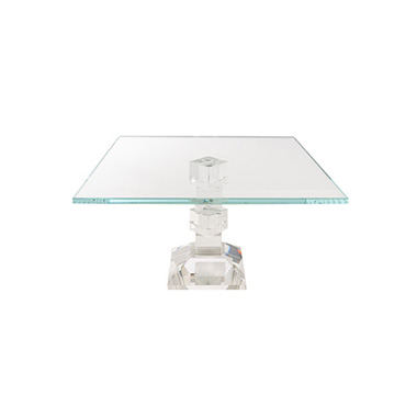 Cake Stand - Crystal Glass Square Cake Stand Clear (30x17cmH)