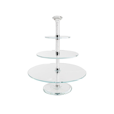Cake Stand - Crystal Glass 3 Tier Cake Stand Clear (45cmH)