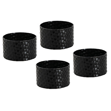 Napkin Rings - Rattan Look Metal Napkin Ring Pack 4 Black (4.5x3cmH)