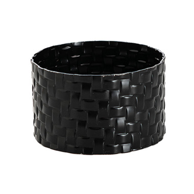 Rattan Look Metal Napkin Ring Pack 4 Black (4.5x3cmH)