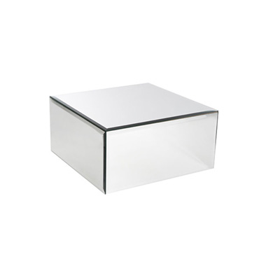 Table Risers - Mirror Glass Square Platform Riser Silver (30.5x15cmH)