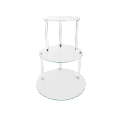 Cake Stand - Crystal Glass 3 Tier Cake Display Stand Clear (38cmH)