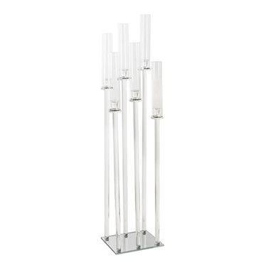 Candelabras - Crystal Glass 6 Head Spiral Pillar Candelabra Clear (130cmH)