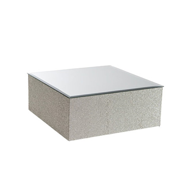 Table Risers - Mirror Diamond Square Platform Riser Silver (30x30x12cmH)