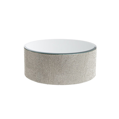 Table Risers - Mirror Diamond Round Platform Riser Silver (30cmDx12cmH)