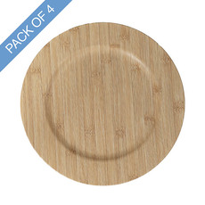 Party & Balloons - Charger Plates - Bamboo Wood Look Charger Plate Pack 4 Natural (33cmD)