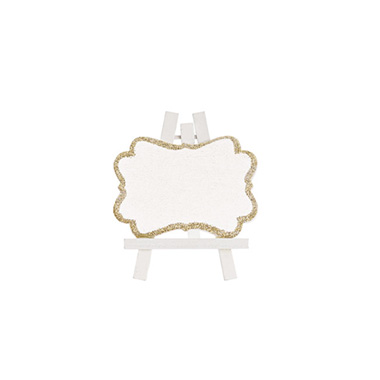 Place Card Holders - Mini Name Card Easel Gold & White Pack 6 (7x8cmH)