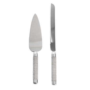 Cake Knives - Diamante Cake Knife Set (23Wx330mmL & 53Wx290mmL)