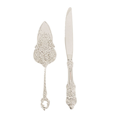 Silver Plated Cake Knife Set (23Wx350mmL & 54Wx205mmL)