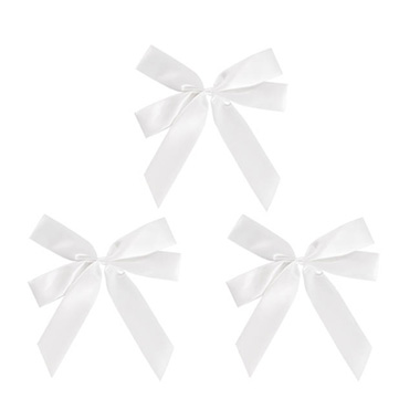 Wedding Car Ribbon - Pre Made Multi Use Bow Pack 3 White (20cmx20cm)