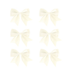 Wedding Car Ribbon - Pre Made Mini Bow Pack 6 Off White (9.5cmWx8.5cmH)