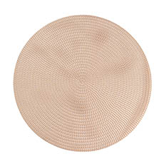 Table Placemats - Table Placemat Set 2 Round Rattan Look Rose Gold (38cmD)