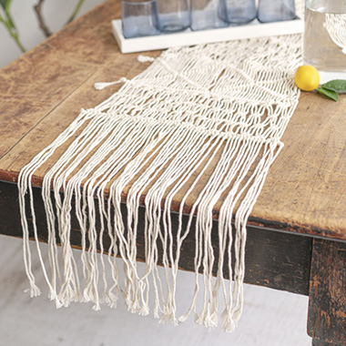 Wedding Table Runners - Table Runner Macrame Cotton Crochet Beige (36x150cmL)