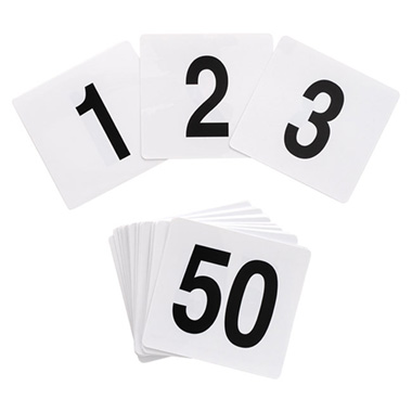 Place Card Holders - Table Numbers 1 to 50 White (95x100mmH)