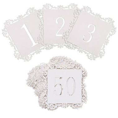 Table Numbers 1 to 50 Bordered White (10x10cmH)