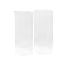 Wedding Centrepieces - Square Acrylic Plinth Set 2 Clear (29x80cmH)