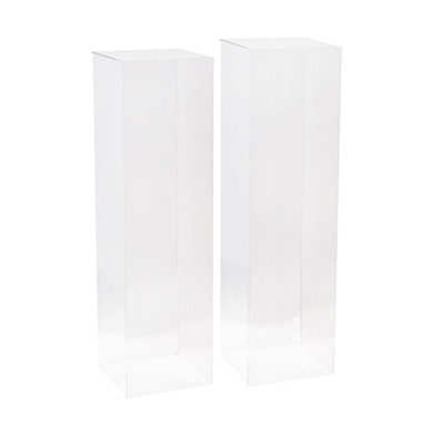 Wedding Centrepieces - Square Acrylic Plinth 4mm Set 2 Clear (29x100cmH)
