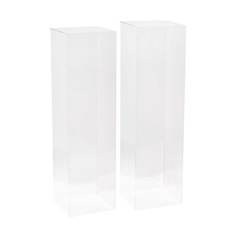 Wedding Centrepieces - Square Perspex Acrylic Plinth Set 2 Clear (29x100cmH)