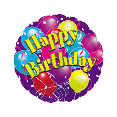 Foil Balloons - Foil Balloon 17 (42.5cm Dia) Happy Birthday with Balloons