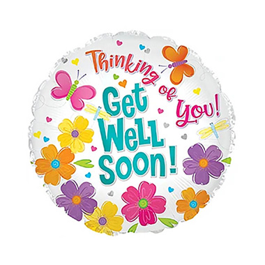 Foil Balloons - Foil Balloon 17 (42.5cm Dia) Get Well Soon Thinking of You