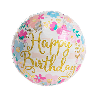 Foil Balloons - Foil Balloon 17 Happy Birthday Flowers