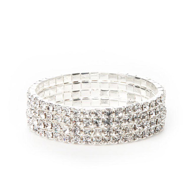 Corsage Wristlet - Corsage Wrist Bracelet Diamante x 4 Strand Clear