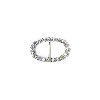 Ribbon Slider Buckles - Corsage Buckle Diamante Oval Mini (20x35mm) Pack 10