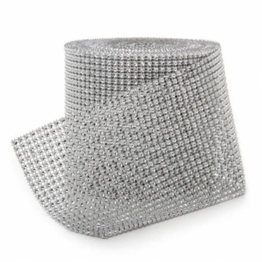 Diamante Mesh Ribbon - Diamante Mesh Roll Silver (11.5cmDx9.14m)