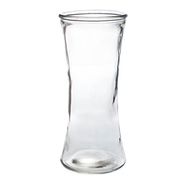 Glass Country Vase Concaved Sided Clear (11Dx25cmH)