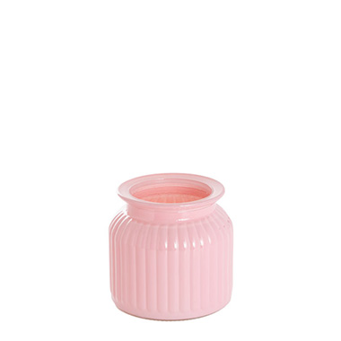 Recycled Style Glass Vases - Hurricane Glass Jar Pink Small (11Dx10.5cmH)