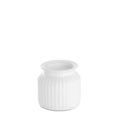 Recycled Style Glass Vases - Hurricane Glass Jar White Small (11Dx10.5cmH)