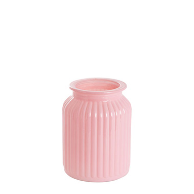 Recycled Style Glass Vases - Hurricane Glass Jar Pink Medium (11Dx15cmH)
