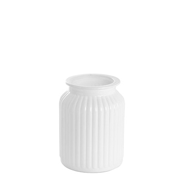 Recycled Style Glass Vases - Hurricane Glass Jar White Medium (11Dx15cmH)