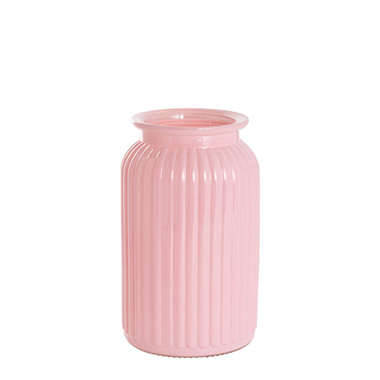 Recycled Style Glass Vases - Hurricane Glass Jar Pink Large (11Dx18.5cmH)
