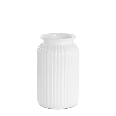 Recycled Style Glass Vases - Hurricane Glass Jar White Large (11Dx18.5cmH)