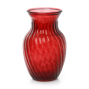 Coloured Glass Vases - Glass Country Bella Vase Tint Red (12Dx20mH)